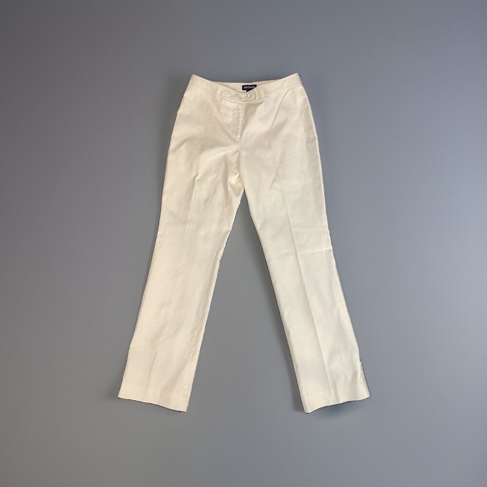 Ann Taylor Women’s White Lined Straight Dress Cotton Pants Twill